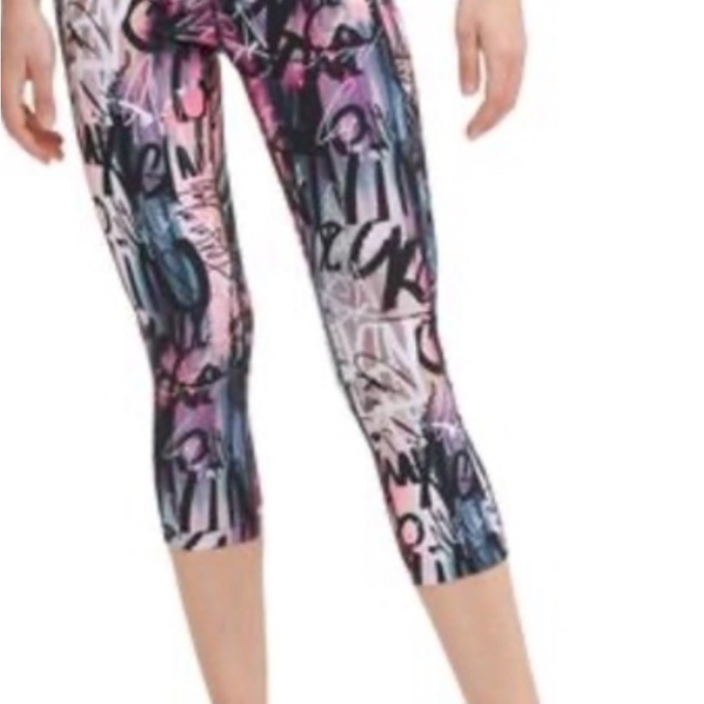 Calvin Klein Pink and Blue Leggings Vibrant Abstract Print